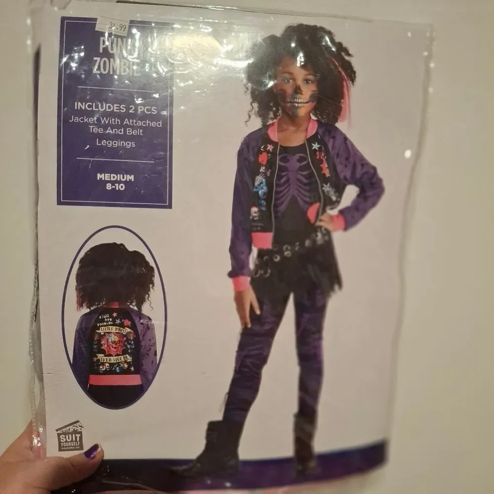 PUNK ZOMBIE Girls Purple Halloween Costume Kit - Picture 3 of 7